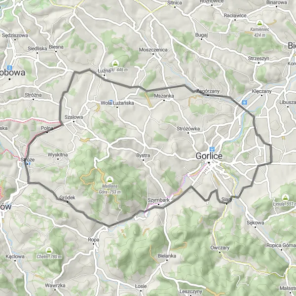 Miniatura mapy "Trasa wokół Kobylanki" - trasy rowerowej w Małopolskie, Poland. Wygenerowane przez planer tras rowerowych Tarmacs.app
