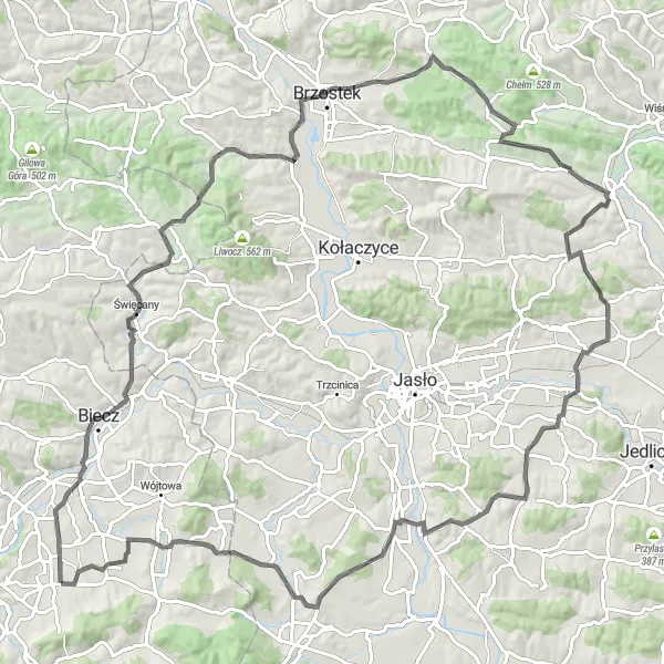 Miniatura mapy "Trasa w kierunku południowym przez góry" - trasy rowerowej w Małopolskie, Poland. Wygenerowane przez planer tras rowerowych Tarmacs.app