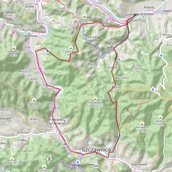 Map miniature of "The Gravel Adventure" cycling inspiration in Małopolskie, Poland. Generated by Tarmacs.app cycling route planner