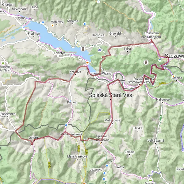 Map miniature of "The Cross-Border Adventure" cycling inspiration in Małopolskie, Poland. Generated by Tarmacs.app cycling route planner