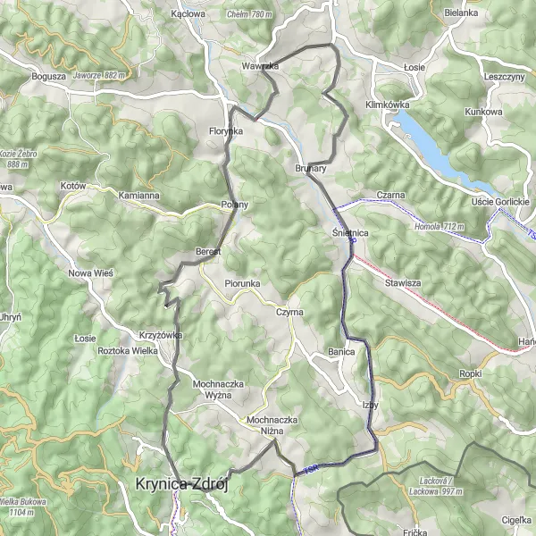 Map miniature of "Huta Exploration" cycling inspiration in Małopolskie, Poland. Generated by Tarmacs.app cycling route planner