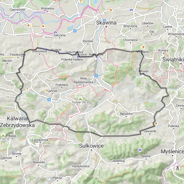 Miniatura mapy "Szlakiem Rudnika i Mogilan" - trasy rowerowej w Małopolskie, Poland. Wygenerowane przez planer tras rowerowych Tarmacs.app