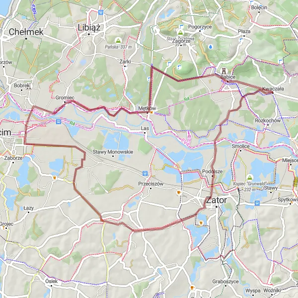 Miniatura mapy "Przez Bukowicę i Wygiełzów - piękna trasa gravelowa z Kwaczałą na trasie" - trasy rowerowej w Małopolskie, Poland. Wygenerowane przez planer tras rowerowych Tarmacs.app