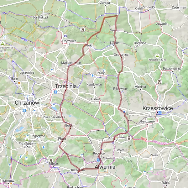 Miniatura mapy "Przez Mazurskie Błota" - trasy rowerowej w Małopolskie, Poland. Wygenerowane przez planer tras rowerowych Tarmacs.app