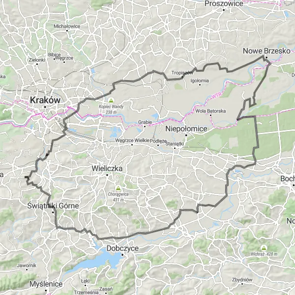 Miniatura mapy "Wyprawa Rowerowa do Liplas" - trasy rowerowej w Małopolskie, Poland. Wygenerowane przez planer tras rowerowych Tarmacs.app