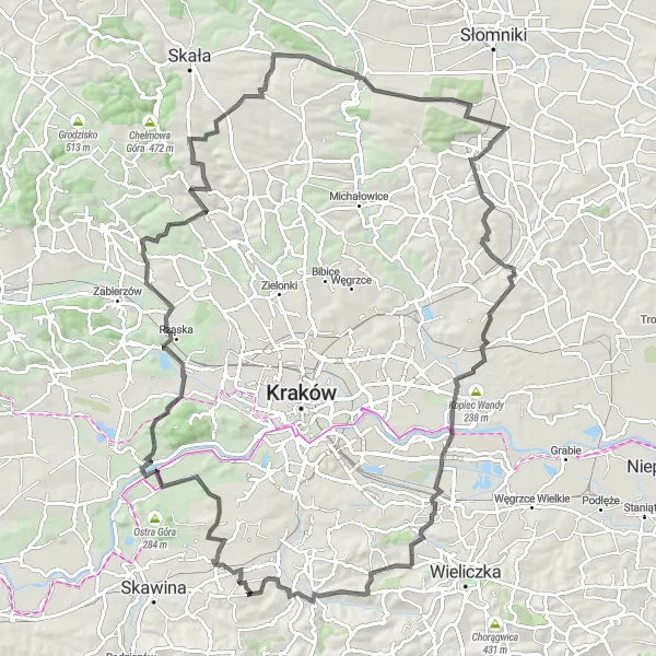 Map miniature of "Road Cycling Route - Libertów" cycling inspiration in Małopolskie, Poland. Generated by Tarmacs.app cycling route planner