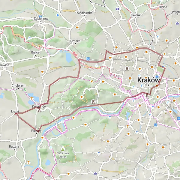 Miniatura mapy "Wycieczka przez Wieżę Jordanka i Wawel" - trasy rowerowej w Małopolskie, Poland. Wygenerowane przez planer tras rowerowych Tarmacs.app