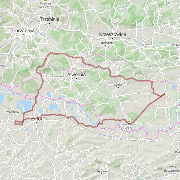 Miniatura mapy "Trasa gravelowa do Łysej Góry" - trasy rowerowej w Małopolskie, Poland. Wygenerowane przez planer tras rowerowych Tarmacs.app