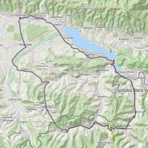 Miniatura mapy "Trasa rowerowa Słowik - Wielka Góra" - trasy rowerowej w Małopolskie, Poland. Wygenerowane przez planer tras rowerowych Tarmacs.app