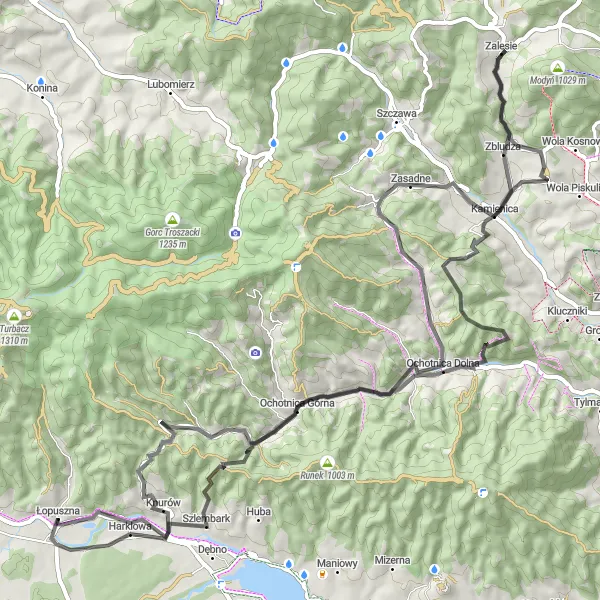 Map miniature of "Malopolska Loop" cycling inspiration in Małopolskie, Poland. Generated by Tarmacs.app cycling route planner