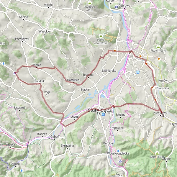 Miniatura mapy "Trasa Gravelowa do Łaz Biegonickich" - trasy rowerowej w Małopolskie, Poland. Wygenerowane przez planer tras rowerowych Tarmacs.app
