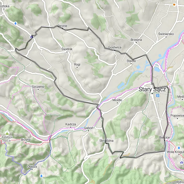 Miniatura mapy "Trasa Wiejska do Chełmka" - trasy rowerowej w Małopolskie, Poland. Wygenerowane przez planer tras rowerowych Tarmacs.app