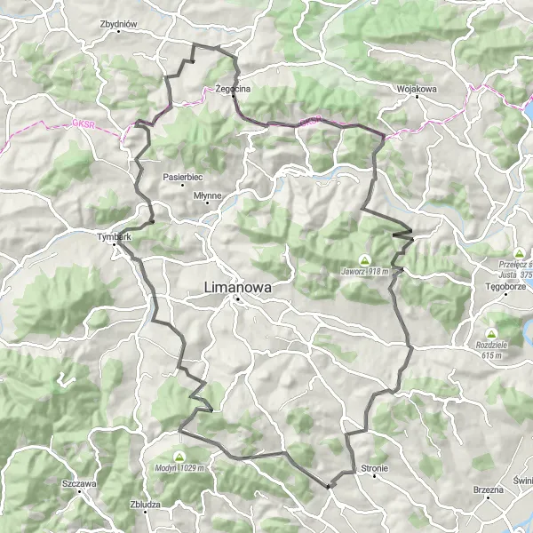 Miniatura mapy "Trasa Górska z Łukowicy" - trasy rowerowej w Małopolskie, Poland. Wygenerowane przez planer tras rowerowych Tarmacs.app