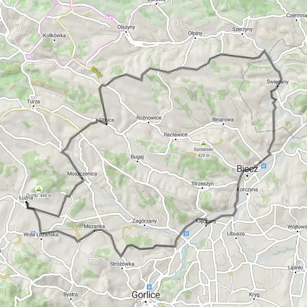 Miniatura mapy "Trasa Rowerowa Rzepiennik Suchy - Mszanka" - trasy rowerowej w Małopolskie, Poland. Wygenerowane przez planer tras rowerowych Tarmacs.app
