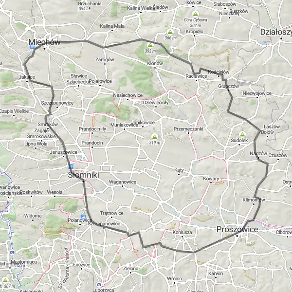 Miniatura mapy "Przejażdżka do Wieży widokowej "Dosłońce"" - trasy rowerowej w Małopolskie, Poland. Wygenerowane przez planer tras rowerowych Tarmacs.app