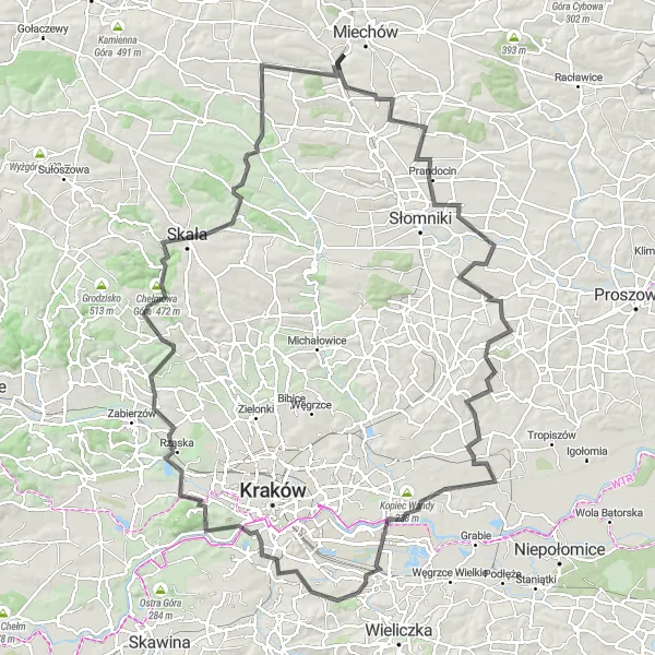 Miniatura mapy "Trasa wokół Miechowa przez pałac i kopalinę" - trasy rowerowej w Małopolskie, Poland. Wygenerowane przez planer tras rowerowych Tarmacs.app