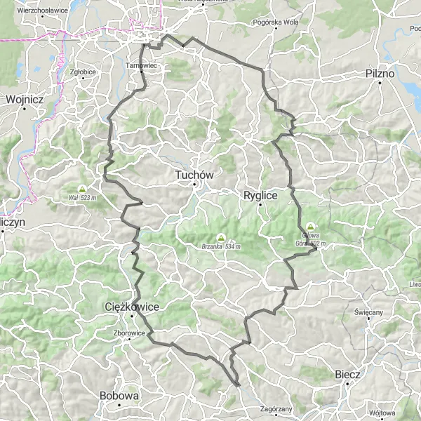 Miniatura mapy "Trasa Przez Pałac Sanguszków" - trasy rowerowej w Małopolskie, Poland. Wygenerowane przez planer tras rowerowych Tarmacs.app