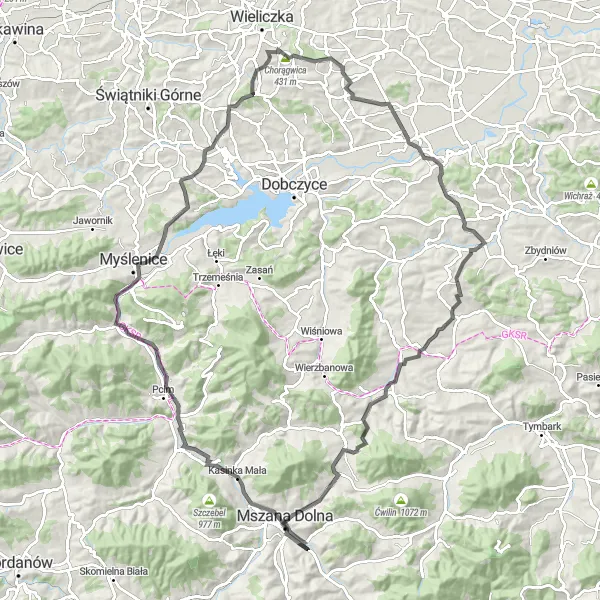 Map miniature of "Best of Małopolskie" cycling inspiration in Małopolskie, Poland. Generated by Tarmacs.app cycling route planner