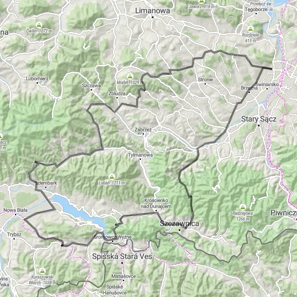 Miniatura mapy "Przełęcz Ochotnicka i Niedzica" - trasy rowerowej w Małopolskie, Poland. Wygenerowane przez planer tras rowerowych Tarmacs.app