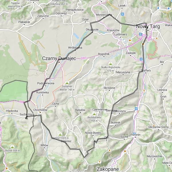 Map miniature of "The Scenic Road Adventure" cycling inspiration in Małopolskie, Poland. Generated by Tarmacs.app cycling route planner