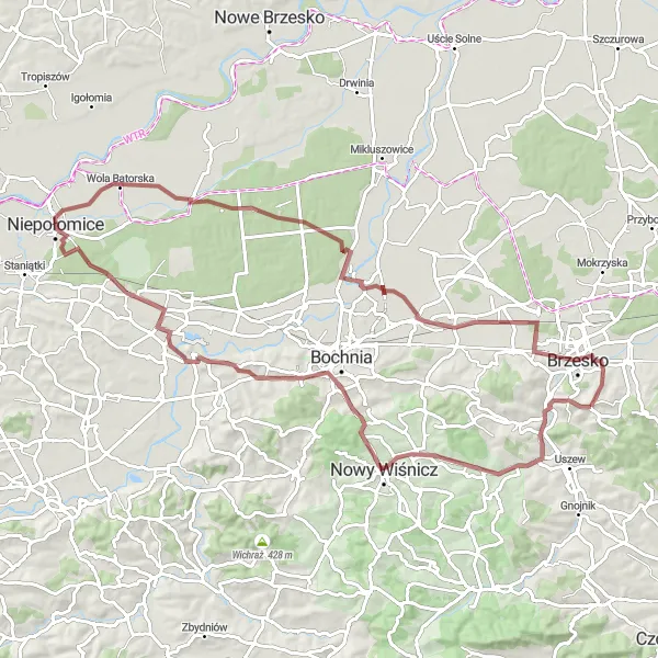 Miniatura mapy "Trasa Gravelowa przez Kobyle i Krzeczów" - trasy rowerowej w Małopolskie, Poland. Wygenerowane przez planer tras rowerowych Tarmacs.app