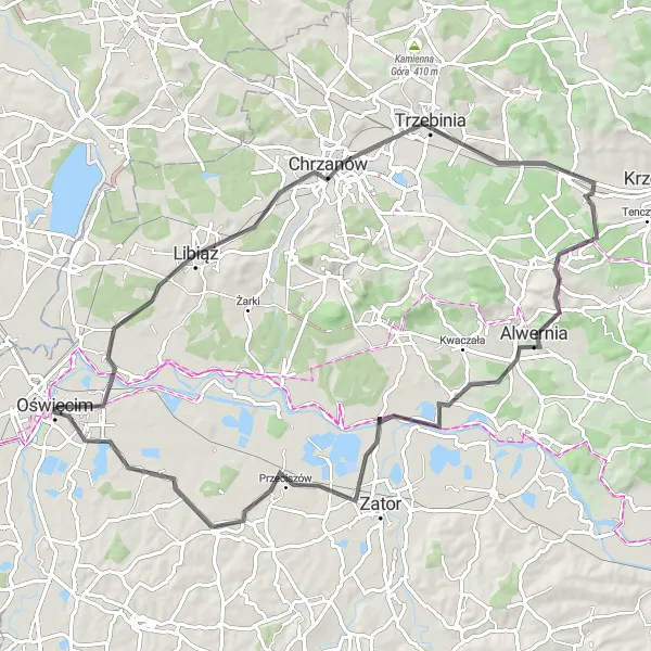 Miniatura mapy "Trasa rowerowa Oświęcim - Alwernia" - trasy rowerowej w Małopolskie, Poland. Wygenerowane przez planer tras rowerowych Tarmacs.app