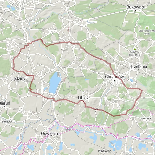 Miniatura mapy "Przejażdżka gravelowa przez Chełm Mały" - trasy rowerowej w Małopolskie, Poland. Wygenerowane przez planer tras rowerowych Tarmacs.app
