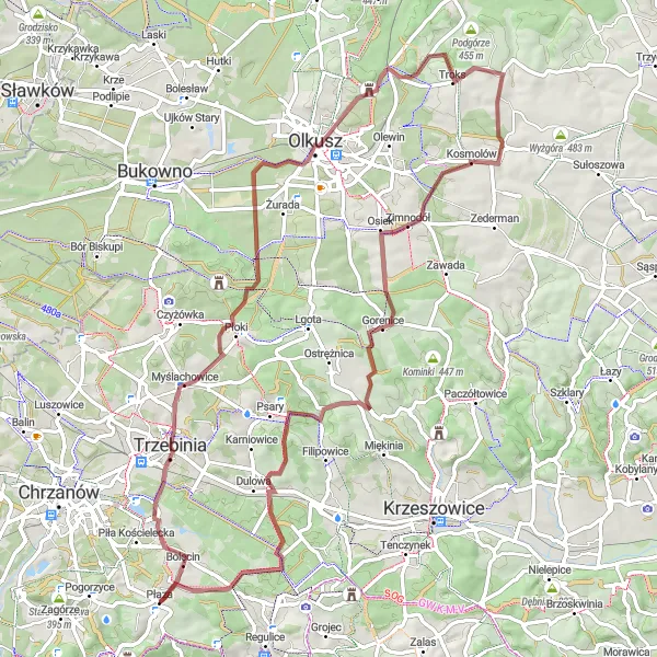 Miniatura mapy "Trasa rowerowa w okolicach Płazy" - trasy rowerowej w Małopolskie, Poland. Wygenerowane przez planer tras rowerowych Tarmacs.app
