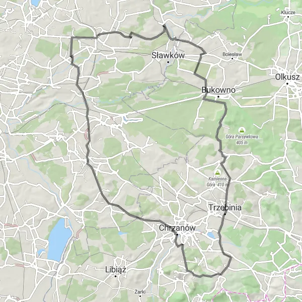 Miniatura mapy "Trasa szosowa w okolicach Płazy" - trasy rowerowej w Małopolskie, Poland. Wygenerowane przez planer tras rowerowych Tarmacs.app