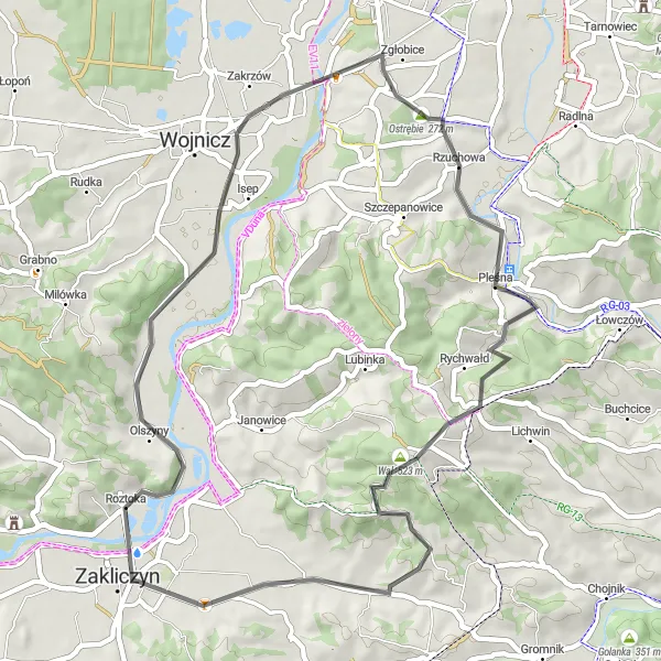Miniatura mapy "Trasa rowerowa Pleśna - Ostrębie" - trasy rowerowej w Małopolskie, Poland. Wygenerowane przez planer tras rowerowych Tarmacs.app
