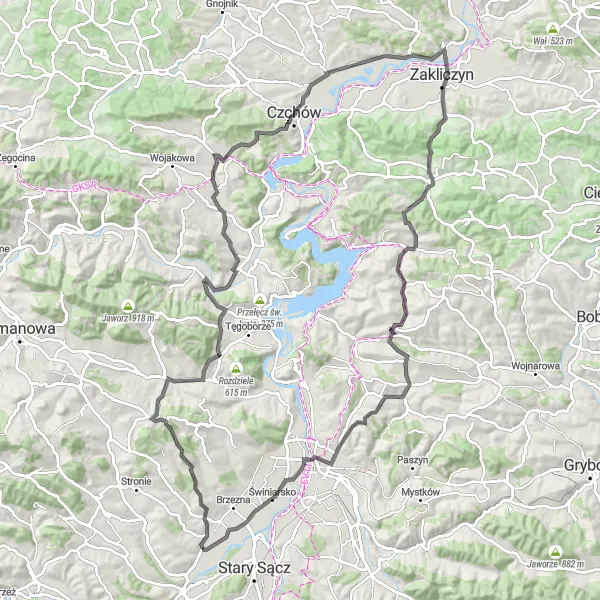 Miniatura mapy "Trasa Kamiennej Góry i Styr" - trasy rowerowej w Małopolskie, Poland. Wygenerowane przez planer tras rowerowych Tarmacs.app