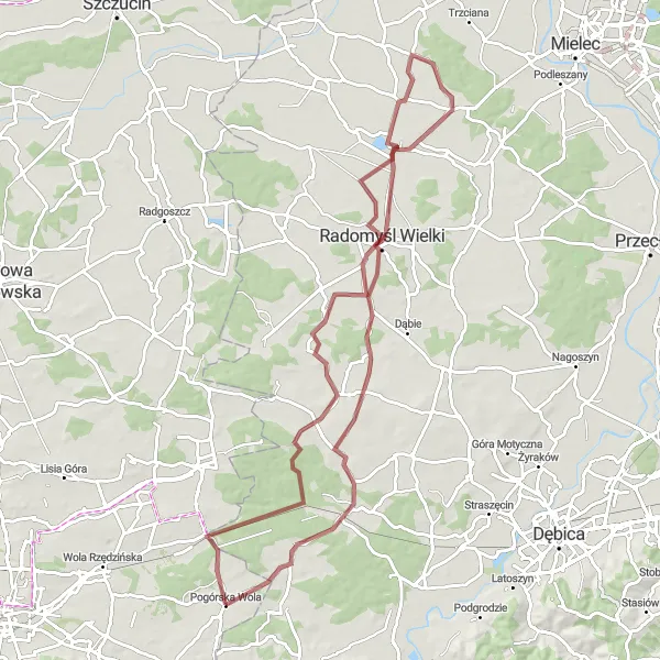 Map miniature of "The Countryside Gravel Loop" cycling inspiration in Małopolskie, Poland. Generated by Tarmacs.app cycling route planner