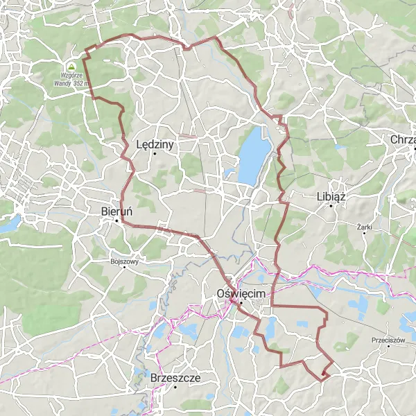Map miniature of "Bijasowicka Górka Gravel Adventure" cycling inspiration in Małopolskie, Poland. Generated by Tarmacs.app cycling route planner