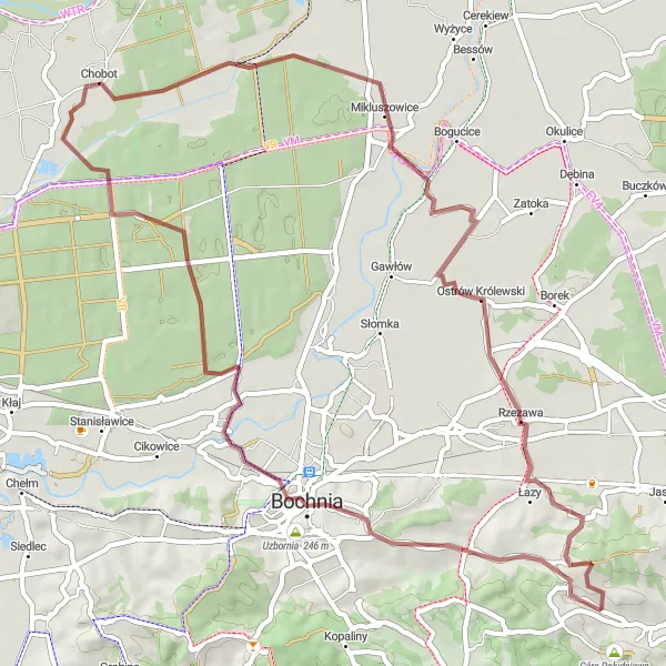 Map miniature of "Off-Road Excursion" cycling inspiration in Małopolskie, Poland. Generated by Tarmacs.app cycling route planner