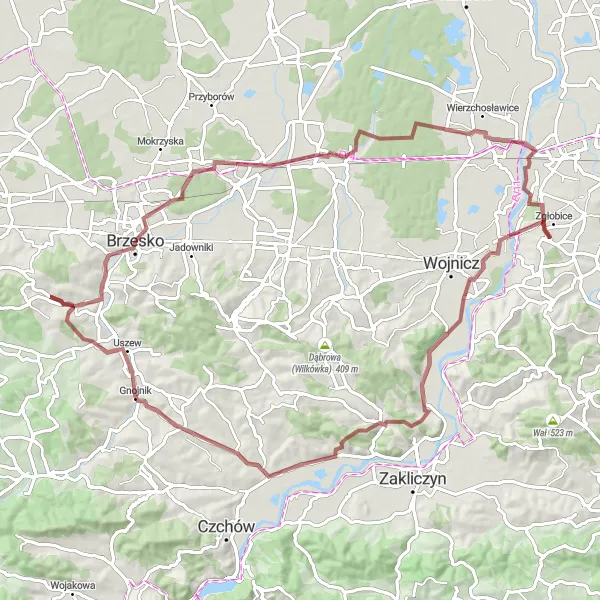 Map miniature of "Gravel Adventure" cycling inspiration in Małopolskie, Poland. Generated by Tarmacs.app cycling route planner