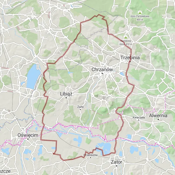 Miniatura mapy "Trasa Gravelowa: Pałac w Bobrku" - trasy rowerowej w Małopolskie, Poland. Wygenerowane przez planer tras rowerowych Tarmacs.app