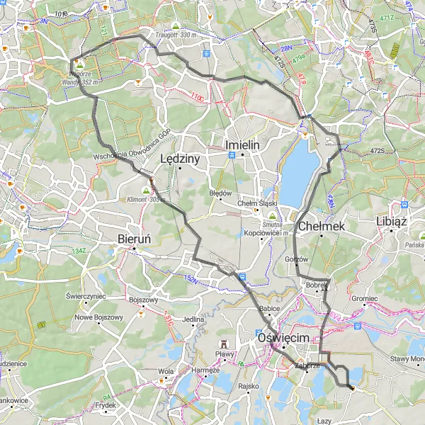 Miniatura mapy "Trasa przez Góry Beskidzkie" - trasy rowerowej w Małopolskie, Poland. Wygenerowane przez planer tras rowerowych Tarmacs.app
