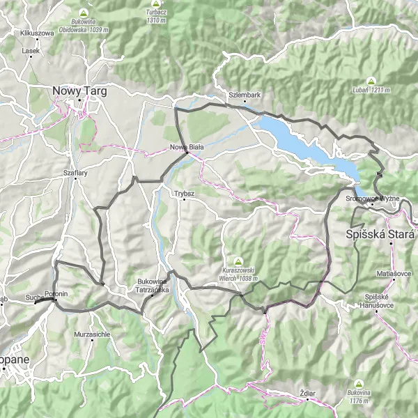 Map miniature of "Scenic Road Adventure" cycling inspiration in Małopolskie, Poland. Generated by Tarmacs.app cycling route planner