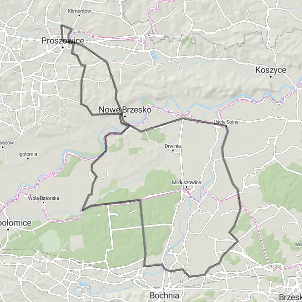 Miniatura mapy "Trasa z Dobranowic do Proszowic" - trasy rowerowej w Małopolskie, Poland. Wygenerowane przez planer tras rowerowych Tarmacs.app