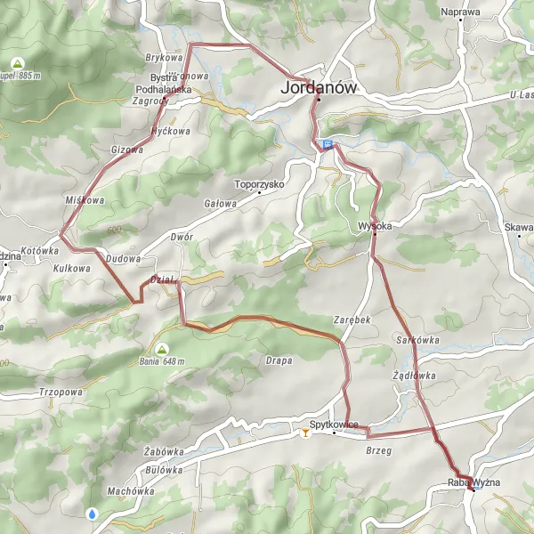 Miniatura mapy "Przez Głowińskich do Jordanowa" - trasy rowerowej w Małopolskie, Poland. Wygenerowane przez planer tras rowerowych Tarmacs.app