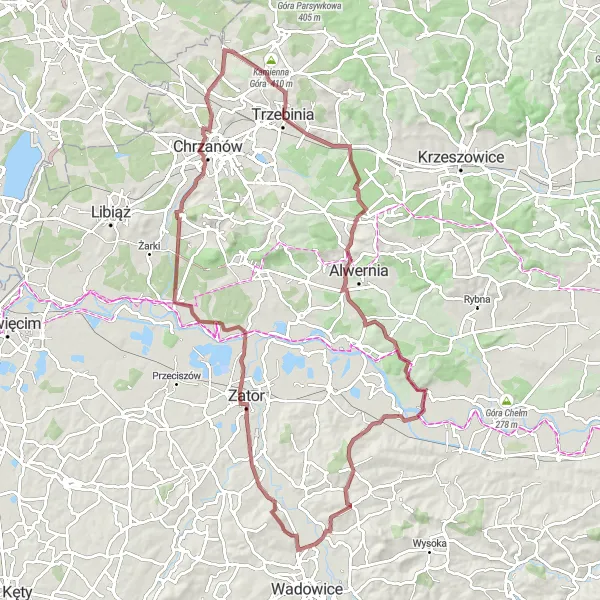 Miniatura mapy "Przez Żelatową i Zygodowice" - trasy rowerowej w Małopolskie, Poland. Wygenerowane przez planer tras rowerowych Tarmacs.app