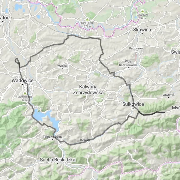 Miniatura mapy "Wyzwanie Górskich Przełęczy" - trasy rowerowej w Małopolskie, Poland. Wygenerowane przez planer tras rowerowych Tarmacs.app