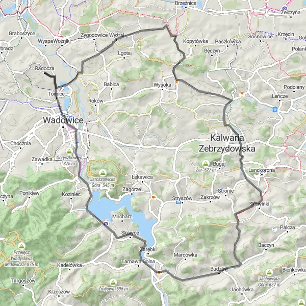 Map miniature of "Sumerowa Góra - Jamnik Loop" cycling inspiration in Małopolskie, Poland. Generated by Tarmacs.app cycling route planner