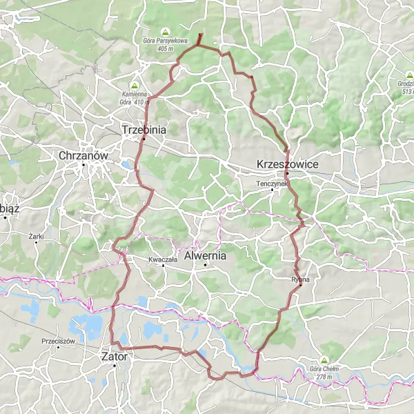 Miniatura mapy "Przejażdżka przez Góry Świętokrzyskie" - trasy rowerowej w Małopolskie, Poland. Wygenerowane przez planer tras rowerowych Tarmacs.app