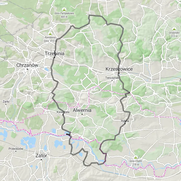Miniatura mapy "Wyprawa wokół urokliwych pagórków i dolin" - trasy rowerowej w Małopolskie, Poland. Wygenerowane przez planer tras rowerowych Tarmacs.app