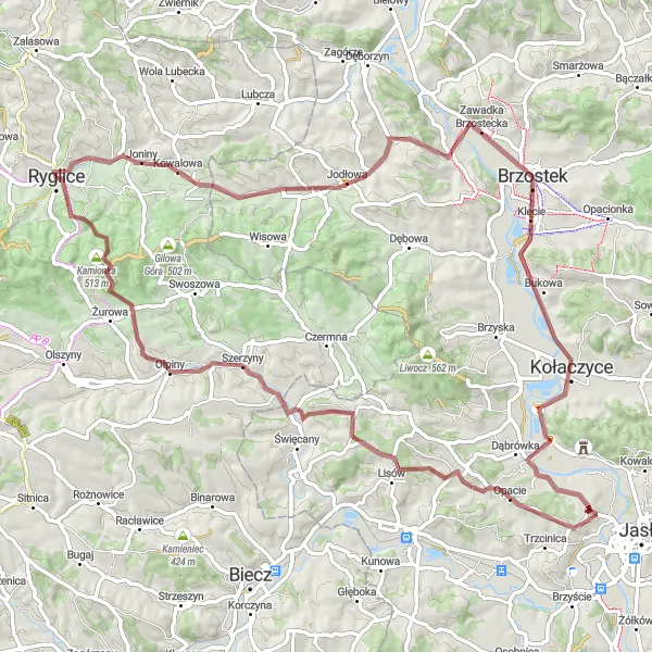 Miniatura mapy "Trasa Gravelowa przez Skałę i Opacie" - trasy rowerowej w Małopolskie, Poland. Wygenerowane przez planer tras rowerowych Tarmacs.app