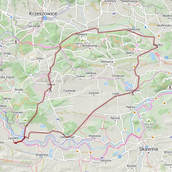 Miniatura mapy "Trasa szutrowa przez Kryspinów i Tabolę" - trasy rowerowej w Małopolskie, Poland. Wygenerowane przez planer tras rowerowych Tarmacs.app