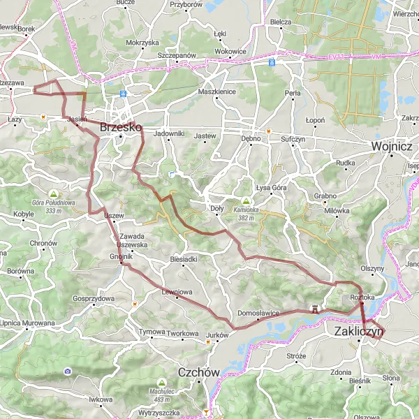 Miniatura mapy "Wyprawa Gravelowa po Okocim" - trasy rowerowej w Małopolskie, Poland. Wygenerowane przez planer tras rowerowych Tarmacs.app