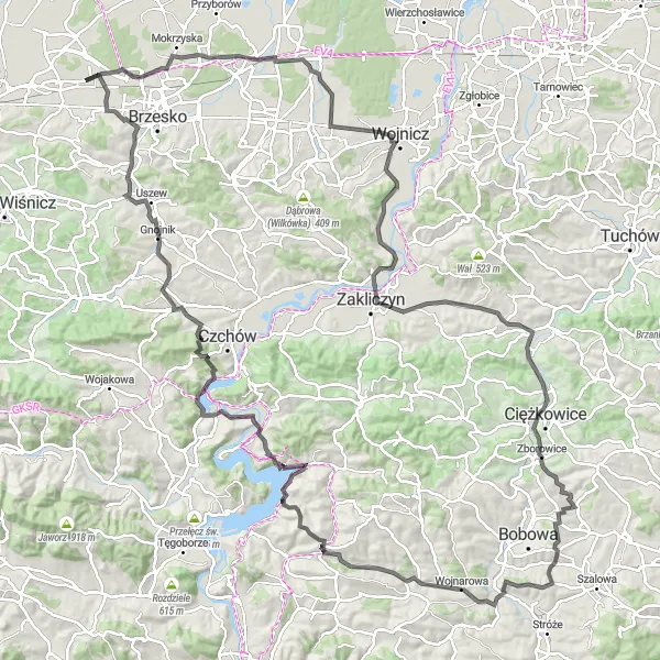 Miniatura mapy "Dookoła Małopolski" - trasy rowerowej w Małopolskie, Poland. Wygenerowane przez planer tras rowerowych Tarmacs.app