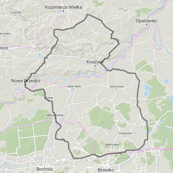 Miniatura mapy "Trasa rowerowa przez Malkowice" - trasy rowerowej w Małopolskie, Poland. Wygenerowane przez planer tras rowerowych Tarmacs.app